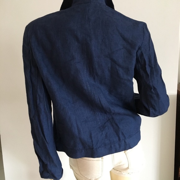Emanual Ungaro navy long sleeved linen zip up hoodie jacket - Picture 4 of 6